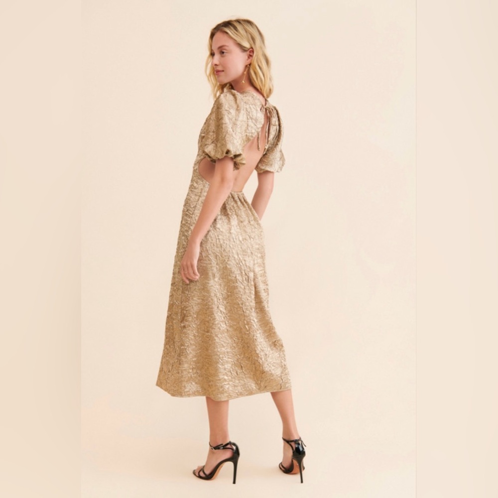 Lisa Says Gah Gwen Midi Dress in Gold